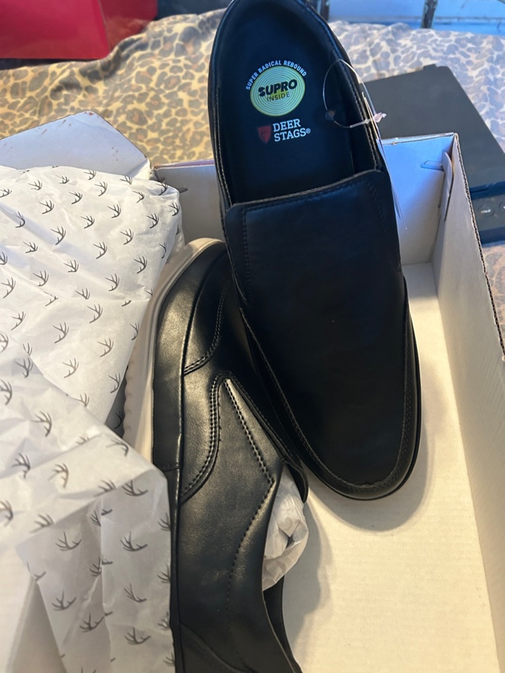 Deer Stags Black Men's Slip-On Loafers with SUPRO Insole